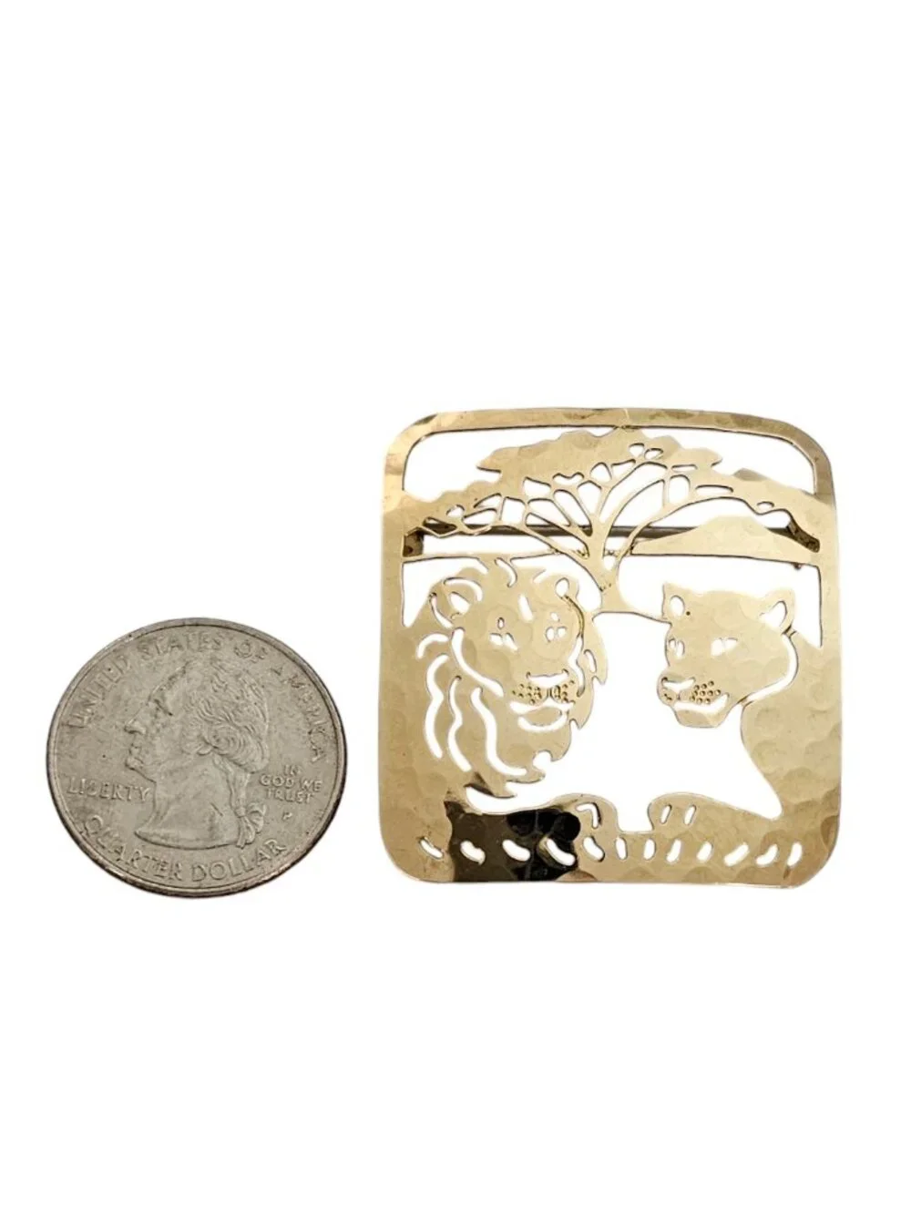 Wild Bryde Brooch Lion Lioness Open Laser Cut Square Pin L619